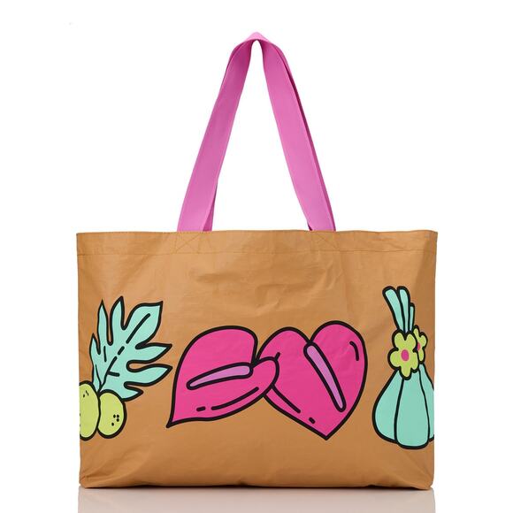 Aloha Collection• SUPERCUTE Special Edition Icons Holoholo Tote Black Tan - Picture 3 of 7